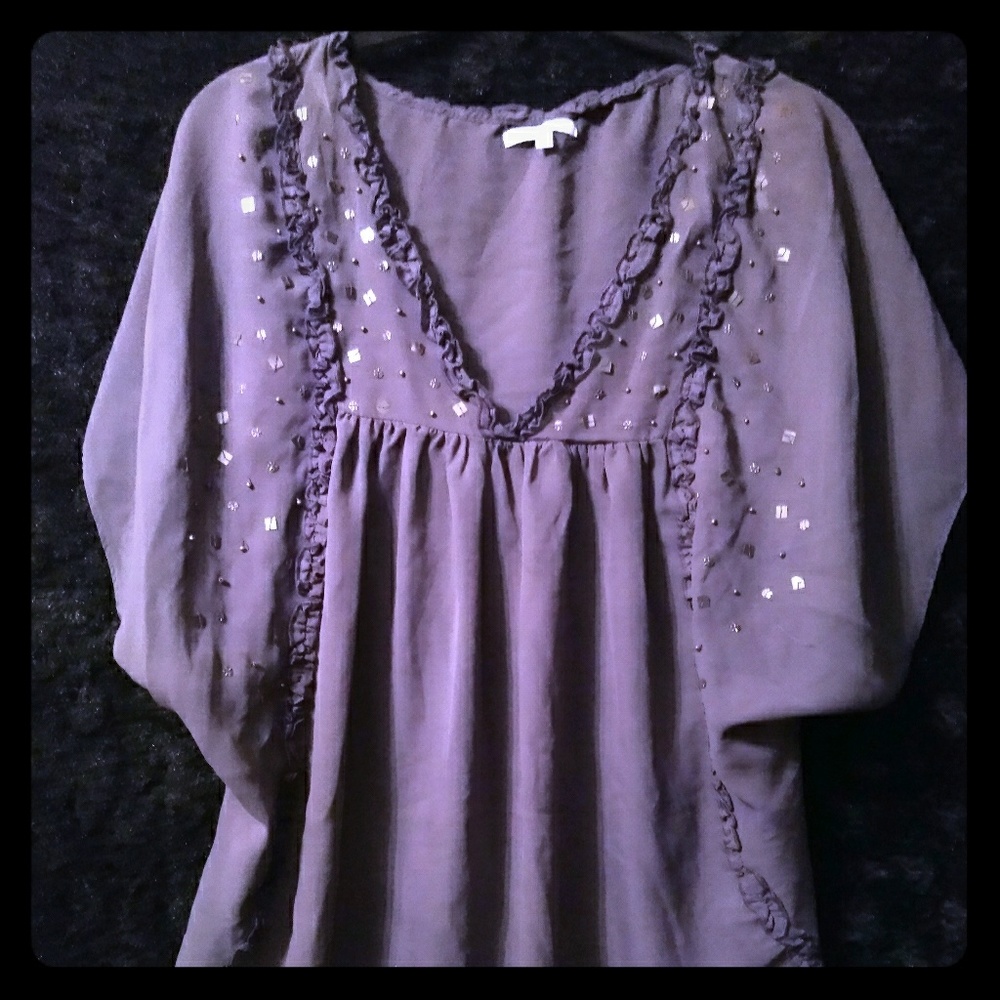 Sheer butterfly sleeve top